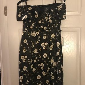 Adrianna Papell Floral Printed Metallic dress NWT